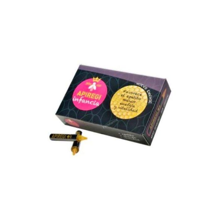 Apiregi Infancia. Viales con Jalea Real, Vitaminas C, B6, B1, D, B12. Aumenta el Apetito y Energía. 20 viales.