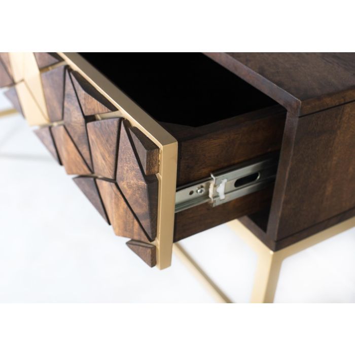 GINER Y COLOMER Consola de Mango Nogal y Oro 2 Cajones 4