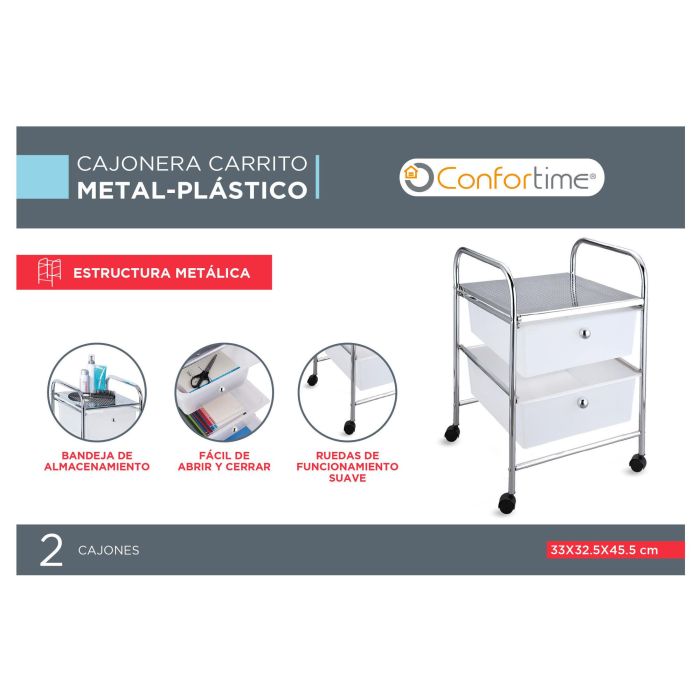 Confortime Cajonera Metal 2 Cajones Plástico (2 Unidades)