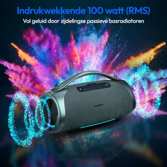 Medion AAAPE76038 Altavoz Bluetooth XL, 100W RMS, 30h Autonomía, Protección IPX7, Iluminación RGB 4 Medion AAAPE76038 Altavoz Bluetooth XL, 100W RMS, 30h Autonomía, Protección IPX7, Iluminación RGB 4