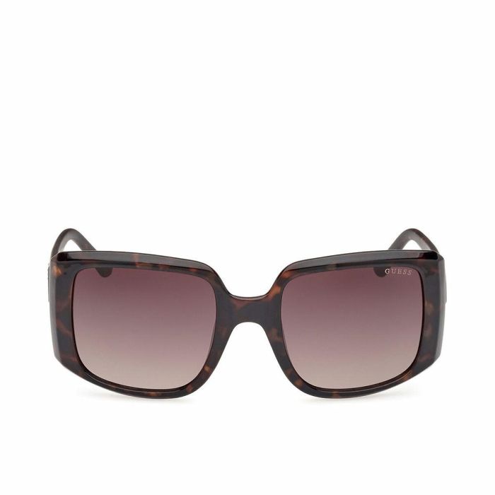 Guess GU00097 52F Gafas de Sol para Mujer, Cuadradas con Montura Havana Oscuro y Cristales Marrón Degradado, Calibre 53 mm