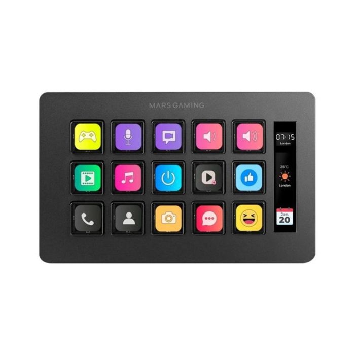 Mars Gaming Stream Deck Slim MSD-ONE 15 Teclas LCD Negro Controladores de Streaming