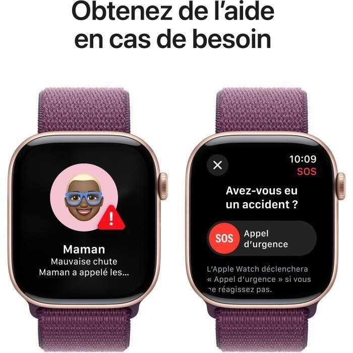 Apple Watch Series 10 GPS - 46 mm - Caja de aluminio en oro rosa - Correa deportiva color ciruela 5