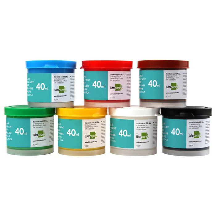 Tempera Liderpapel Escolar 40 mL Caja 7 Colores Surtidos + Pincel 2