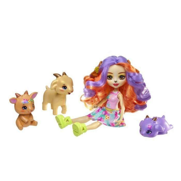 Enchantimals-Familia de Golita Cabra-Muñeca y 3 figuras de Cabra HXC00 1