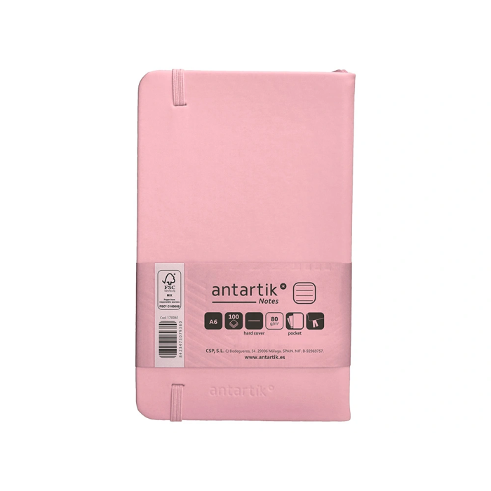 Antartik Cuaderno A6 Tapa Dura Hojas Rayas Rosa Pastel 100 Hojas 80gr FSC 2