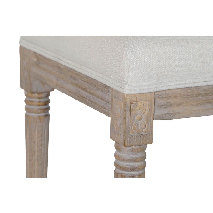 DKD Home Decor Descalzadora Tradicional Beige Natural Lino Rubberwood 122 x 41 x 46 cm 2
