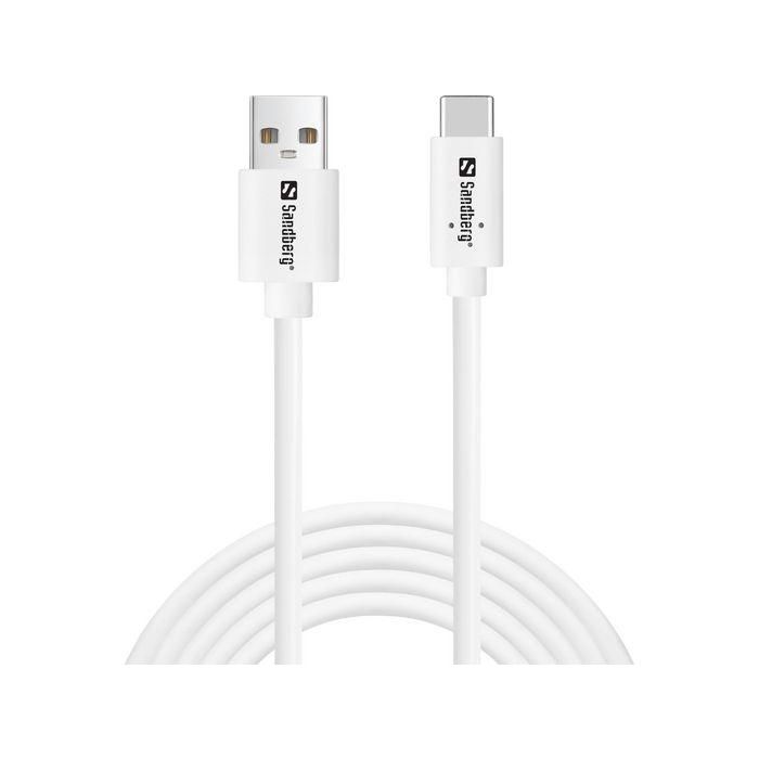 Sandberg SAVER Cable USB-C a USB-A 2.0 de 2 Metros para Carga de Smartphones, Tablets y Dispositivos USB-C con Transferencia de Datos