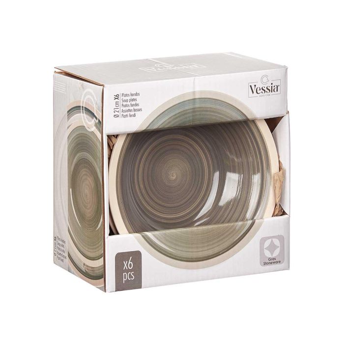 Plato Hondo Gres Gris Borde 21Cm Vessia (36 Unidades) 2 Plato Hondo Gres Gris Borde 21Cm Vessia (36 Unidades) 2