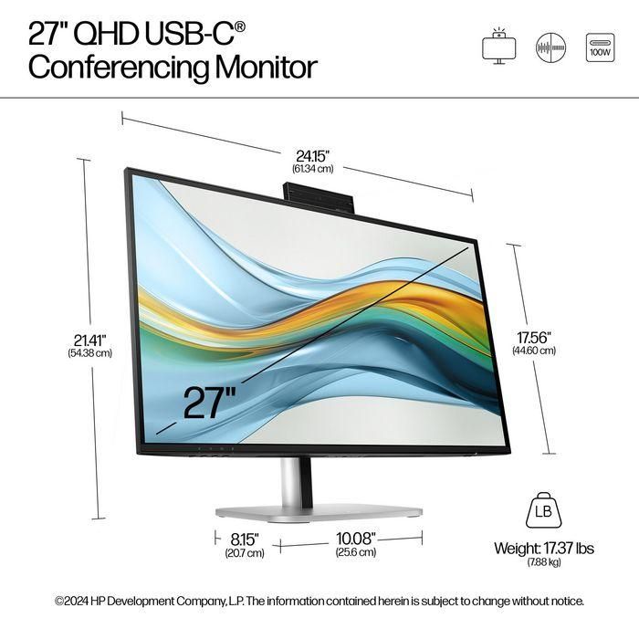HP 527pm Monitor de Conferencia USB-C QHD de 27 Pulgadas Serie 5 Pro 3