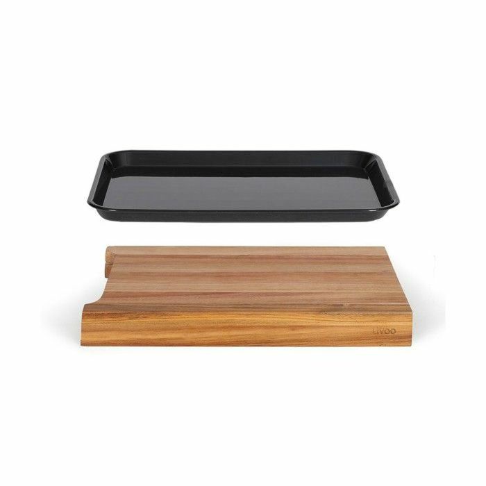 LIVOO MES155 Tabla de Cortar Madera de Acacia FSC 36,5 x 27,5 cm con Bandeja de Goteo Extraíble 2