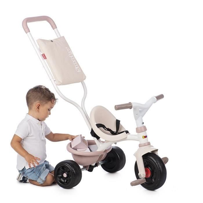 Smoby - Triciclo evolutivo infantil Be Fun Comfort - Rosa - Bastón parental extraíble - Reposapiés retráctil 1