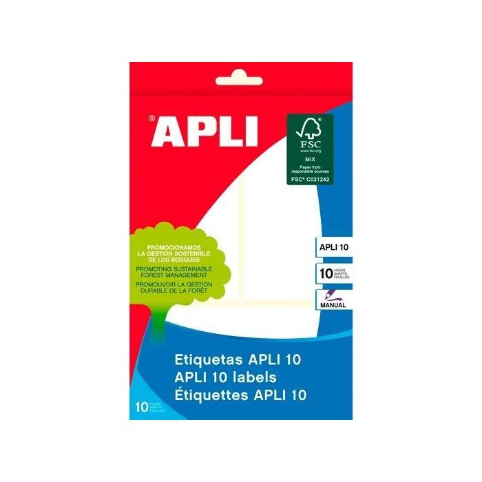 Apli Etiquetas Adhesivas 81x110 mm Escritura Manual C-Romos 2 X 10H Blanco