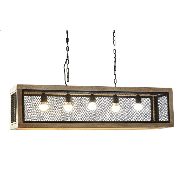 DKD Home Decor Lámpara Techo Loft Marrón Negro Mango Hierro E27 25 x 25 x 100 cm 1