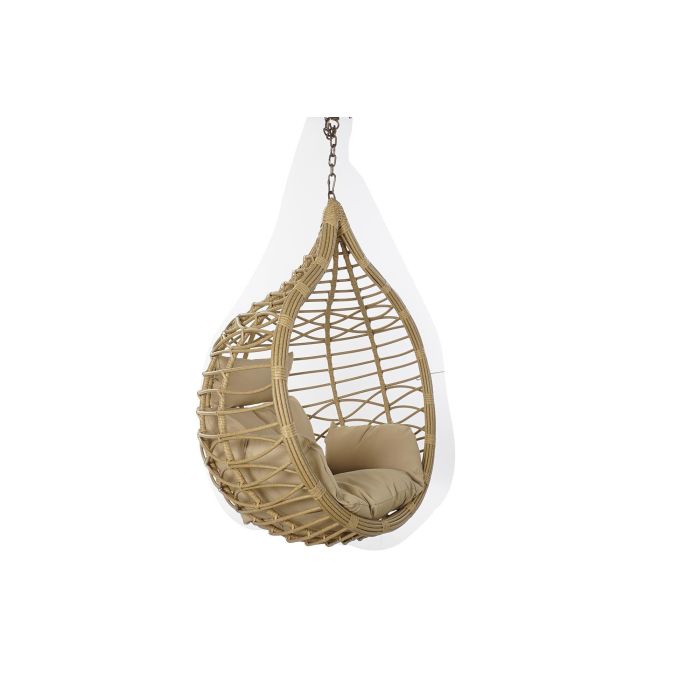 DKD Home Decor Sillón Colgante Breeze para Terraza y Jardín, Ratán Sintético, Poliéster, Marrón Claro, Beige, 70 x 125 x 100 cm 3 DKD Home Decor Sillón Colgante Breeze para Terraza y Jardín, Ratán Sintético, Poliéster, Marrón Claro, Beige, 70 x 125 x 100 cm 3