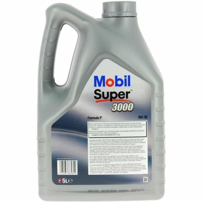 Mobil Aceite de motor sintético S3000 0W30 Fórmula-P 5 L para sistemas de emisiones diésel y gasolina 1 Mobil Aceite de motor sintético S3000 0W30 Fórmula-P 5 L para sistemas de emisiones diésel y gasolina 1