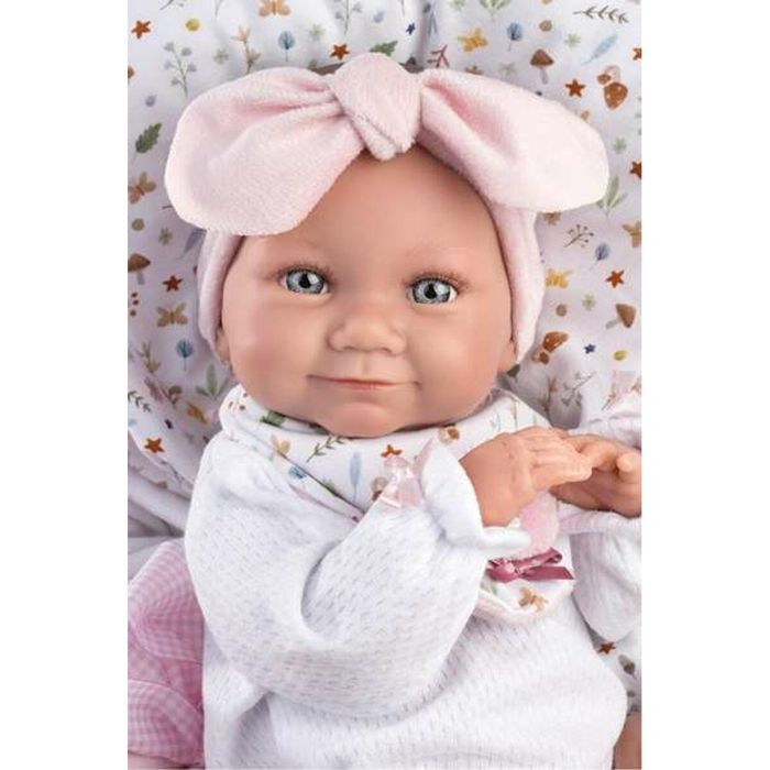 Muñeca tina recien naciada con saquito rosa sin 40cm cuerpo vinilo 2