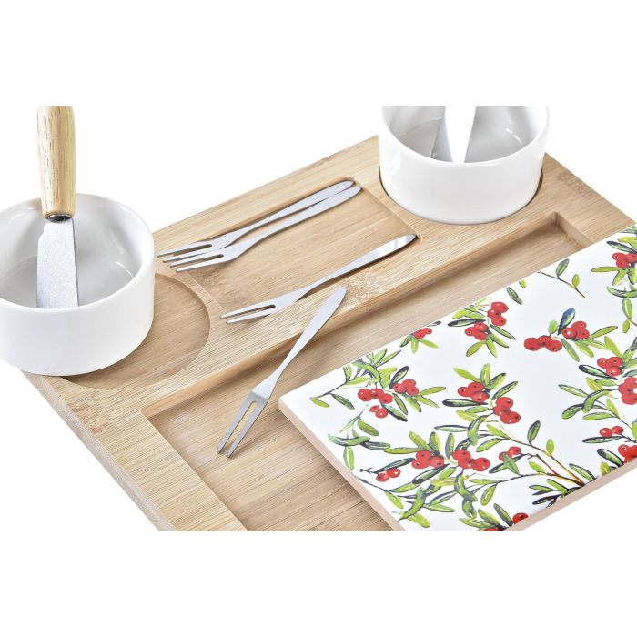 DKD Home Decor Tabla Aperitivo para Navidad Tradicional de Bambú y Gres, Set de 10, Colores Rojo Natural Blanco - 20 x 3.5 x 24.5 cm 1 DKD Home Decor Tabla Aperitivo para Navidad Tradicional de Bambú y Gres, Set de 10, Colores Rojo Natural Blanco - 20 x 3.5 x 24.5 cm 1