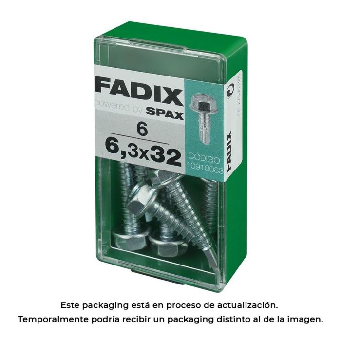 Fadix 10910083 Tornillo Rosca Chapa Hexagonal Autotaladrante 6,3x32mm Caja 6 Unidades Acero DIN 7504K 0 Fadix 10910083 Tornillo Rosca Chapa Hexagonal Autotaladrante 6,3x32mm Caja 6 Unidades Acero DIN 7504K 0