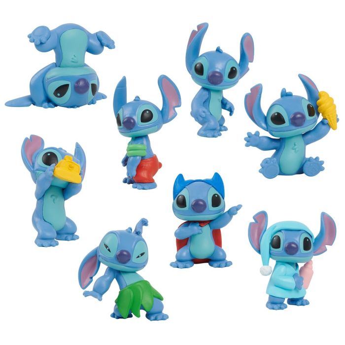 Just Play 46254 Pack 8 Figuras Disney Lilo y Stitch Coleccionables 5 cm Accion Dinamica (+3 años)