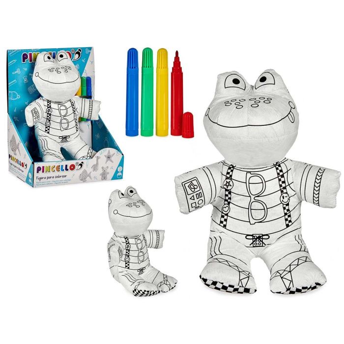 Peluche Rana para Pintar con Rotulador Pincello 18x10x24 cm - Blanco/Negro (8 Unidades) Peluche Rana para Pintar con Rotulador Pincello 18x10x24 cm - Blanco/Negro (8 Unidades)
