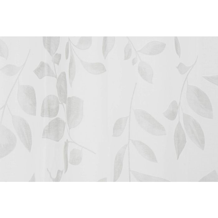DKD Home Decor Cortina Visillo Oriental con Hojas Poliester Gris Claro Blanco 270x140 cm (2 Unidades) 3 DKD Home Decor Cortina Visillo Oriental con Hojas Poliester Gris Claro Blanco 270x140 cm (2 Unidades) 3