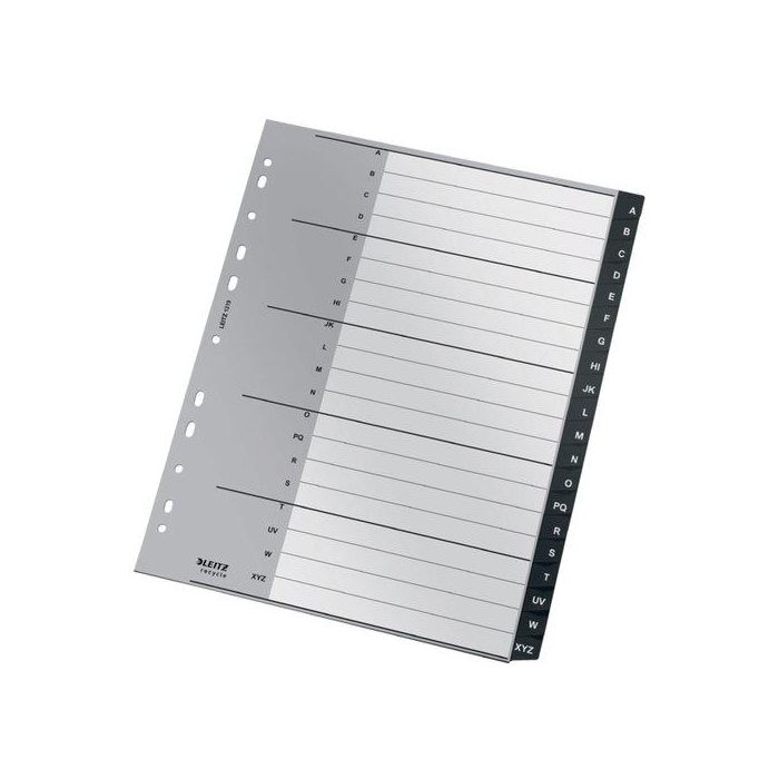 Leitz Separador alfabético A-Z Recycle, 20 pestañas, polipropileno, A4+, multitaladro, color negro