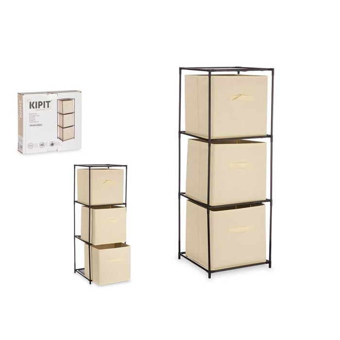 Kipit Estantería de Almacenaje con 3 Cajones de Tela TNT y Estructura Metálica Color Natural 34,5x34,5x100 cm (6 Unidades) Kipit Estantería de Almacenaje con 3 Cajones de Tela TNT y Estructura Metálica Color Natural 34,5x34,5x100 cm (6 Unidades)