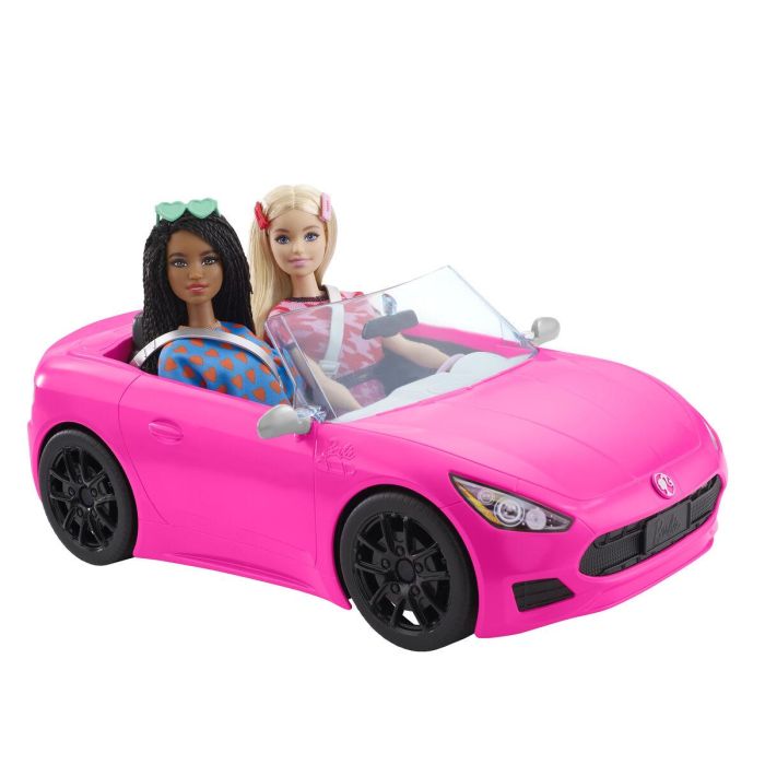 Barbie Convertible Rosa para Muñecas - Coche Deportivo con Ruedas que Giran, Capacidad para 2 Muñecas y Detalles Realistas 1