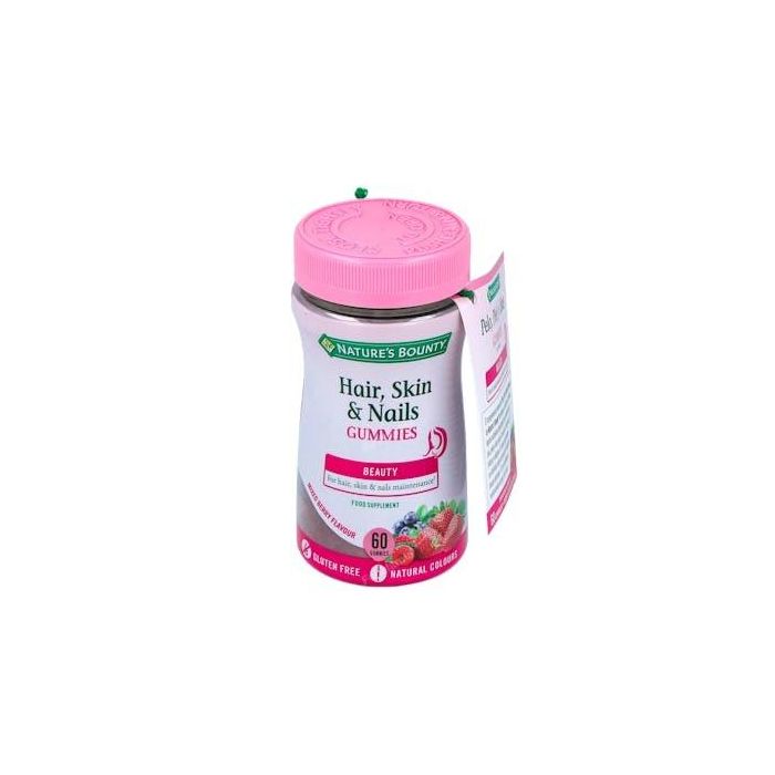 NATURE'S BOUNTY Gummies Pelo, Piel y Uñas con Biotina, Zinc y Vitamina C Sabor Frutas del Bosque 60 Gominolas