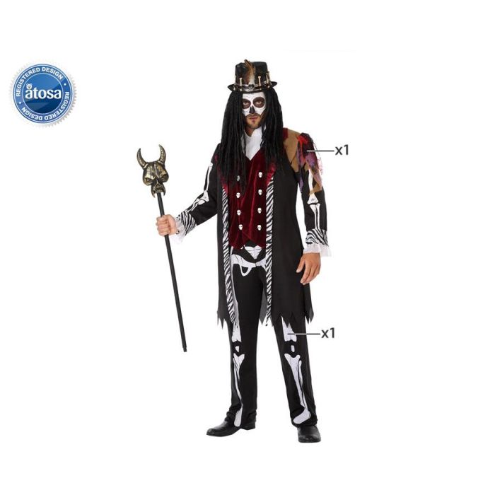 Disfraz Vudu Brujo Hechicero Hombre Adulto Halloween. Aterrador conjunto con Chaqueta símil pieles y huesos, Pantalón. Talla XS-S Multicolor Disfraz Vudu Brujo Hechicero Hombre Adulto Halloween. Aterrador conjunto con Chaqueta símil pieles y huesos, Pantalón. Talla XS-S Multicolor