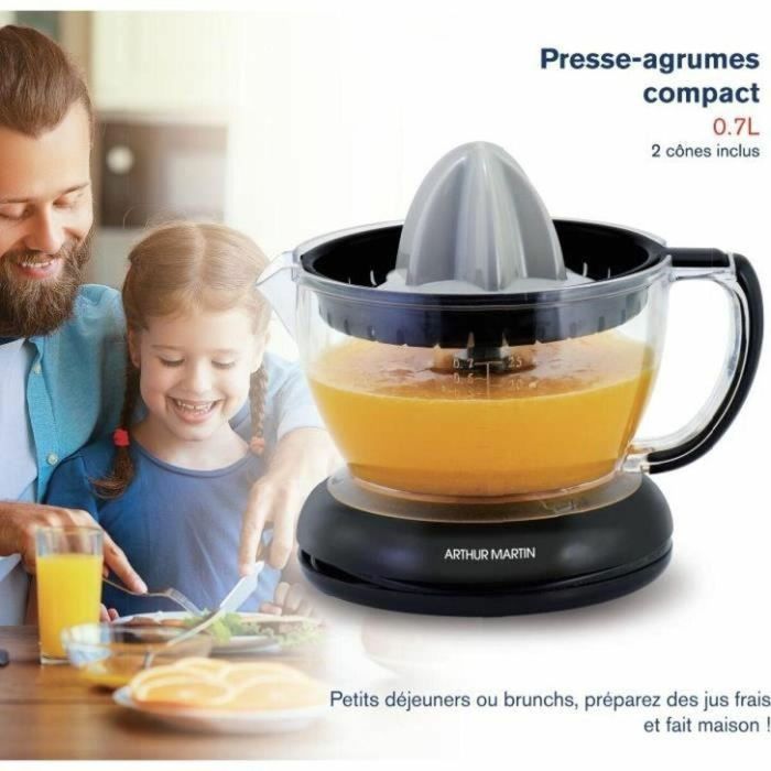 Arthur Martin AMPA07 Exprimidor eléctrico de cítricos 700 ml con 2 conos y pico vertedor 4