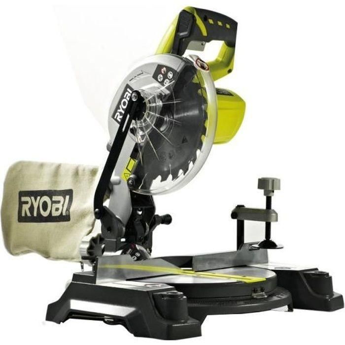 Ryobi Sierra Ingletadora Inalámbrica 18V ONE+ 190mm 4500 Rpm, Hoja de 24 dientes, Mesa de Aluminio, Guía Láser