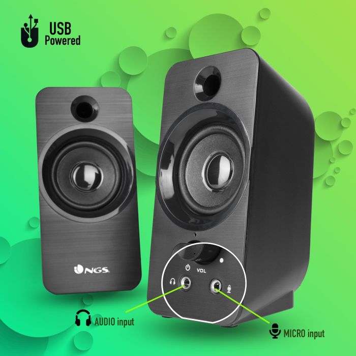 NGS SB 350 Altavoz PC Estéreo 12W con Alimentación USB, Entrada Jack 3.5mm, Micrófono y Salida Auriculares, Plug & Play 6 NGS SB 350 Altavoz PC Estéreo 12W con Alimentación USB, Entrada Jack 3.5mm, Micrófono y Salida Auriculares, Plug & Play 6