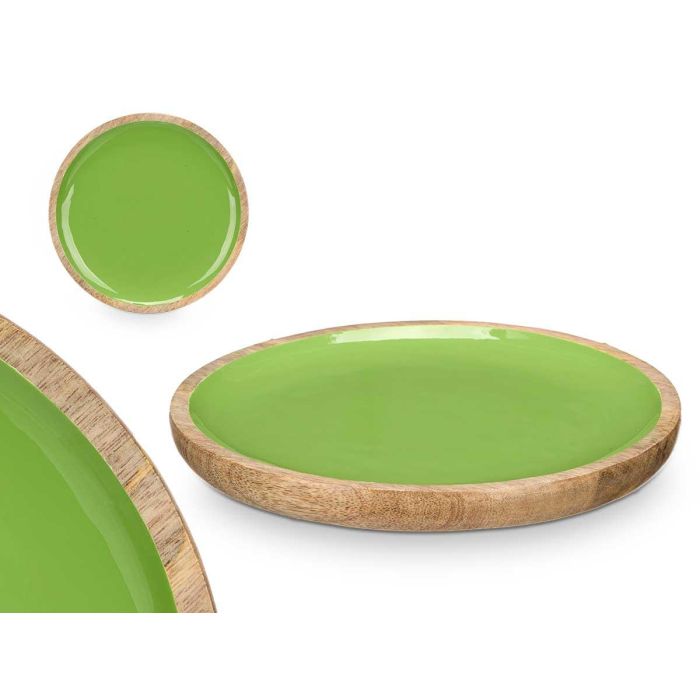 Plato de madera mango verde 25 cm - Giftdecor (12 Unidades) Plato de madera mango verde 25 cm - Giftdecor (12 Unidades)