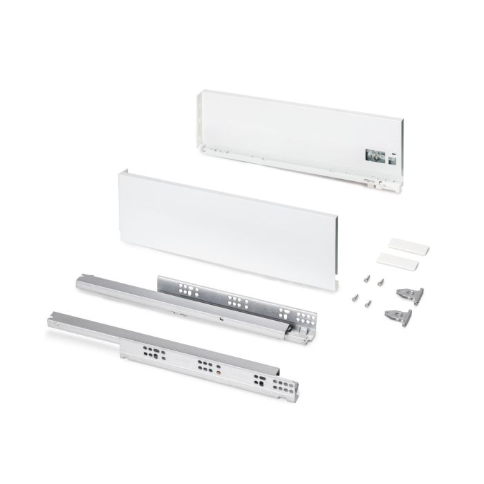 Emuca Cajón exterior Protone 30kg con guías de extracción total y cierre suave, Altura 131mm, profundidad 450mm, Acero, Pintado blanco 0 Emuca Cajón exterior Protone 30kg con guías de extracción total y cierre suave, Altura 131mm, profundidad 450mm, Acero, Pintado blanco 0