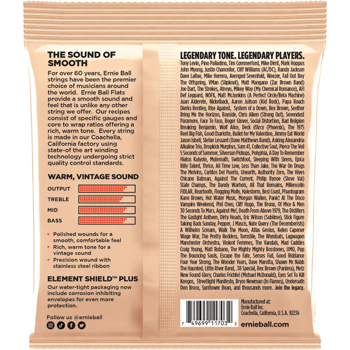 Ernie Ball Juego Bajo Eléctrico Entorchado Plano Group II Short Scale 45-105 1