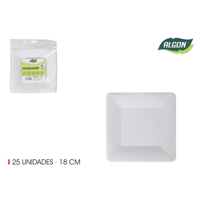 Set de 25 Platos Cuadrados de Cartón Natural 18 cm Algon (36 Unidades) Set de 25 Platos Cuadrados de Cartón Natural 18 cm Algon (36 Unidades)