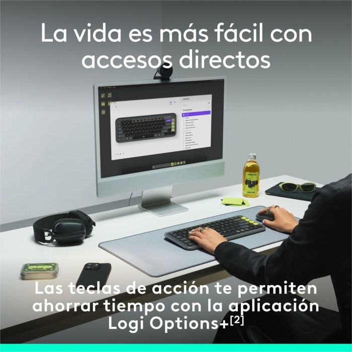 Logitech Teclado Inalámbrico Pop Keys Compacto, Multi-Dispositivo, Teclas Personalizables para Windows y Mac 8