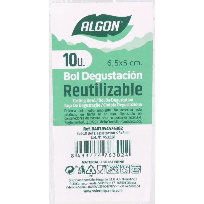 Set de 10 boles de degustación Algon 6.5x5 cm (24 Cajas) 9 Set de 10 boles de degustación Algon 6.5x5 cm (24 Cajas) 9