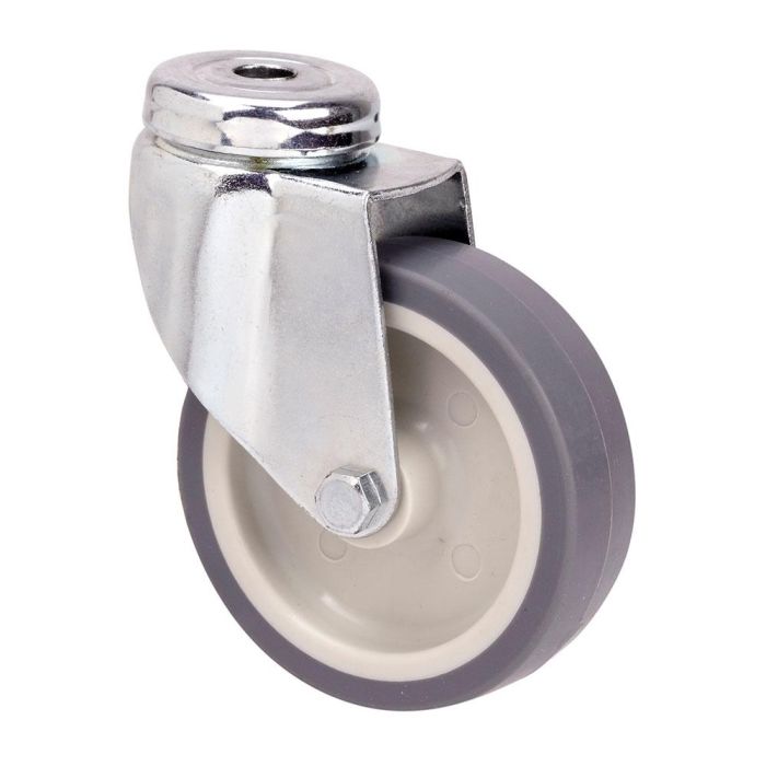 Rueda giratoria de goma con eje liso y agujero, color gris, carga máx 40 kg, ø 5 cm Rueda giratoria de goma con eje liso y agujero, color gris, carga máx 40 kg, ø 5 cm