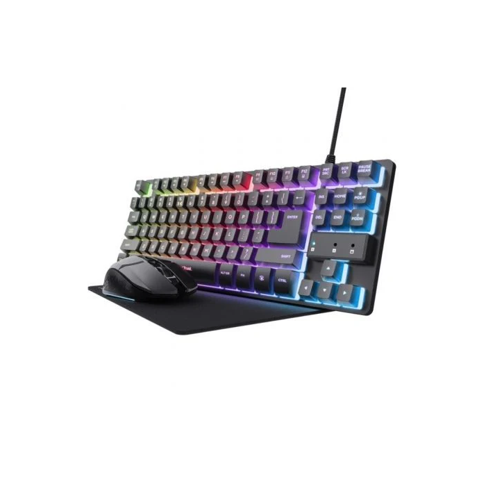 Trust 25227 Bundle 3 en 1 Teclado TKL Inalámbrico Ratón y Alfombrilla Gaming Español Negro