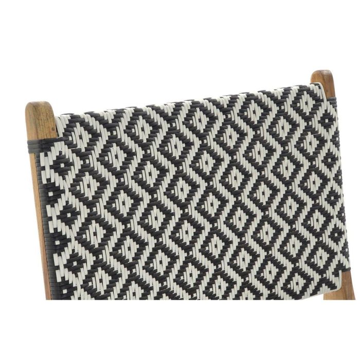 Butaca DKD Home Decor Natural Teca Negro Blanco PVC (65 x 80 x 68 cm) 6