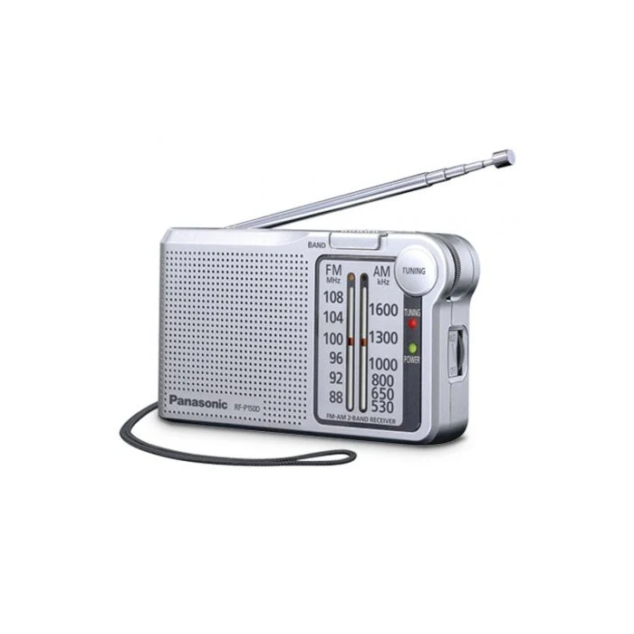 Panasonic Radio Portátil AM/FM Analógica, Altavoz, Entrada Auriculares, Plata