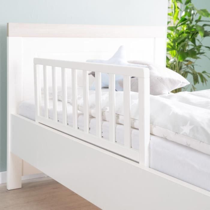 ROBA Barandilla de Cama de Madera 90 cm - Protección Anticaída Segura para Bebés y Niños - 18 Meses a 5 Años - Fácil Montaje - Blanco 1