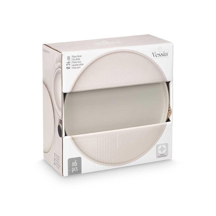 Plato Llano 26 Cm Liso Gris Vessia (12 Unidades) 1 Plato Llano 26 Cm Liso Gris Vessia (12 Unidades) 1