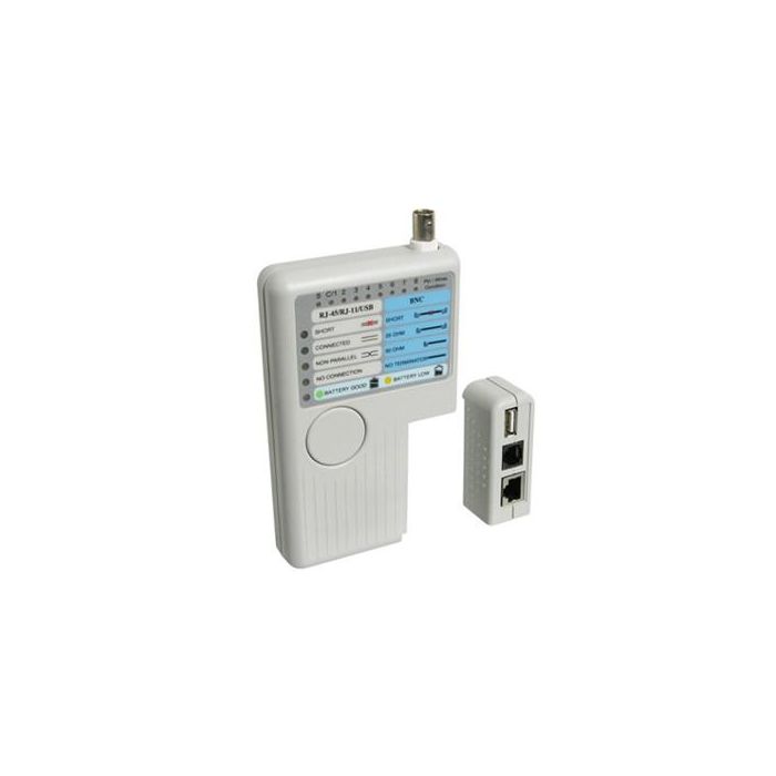 WP Cabling WPC-TST-002 Tester Probador de Cables RJ11, RJ12, RJ45, BNC, USB: Continuidad, Inversiones, Circuitos Abiertos