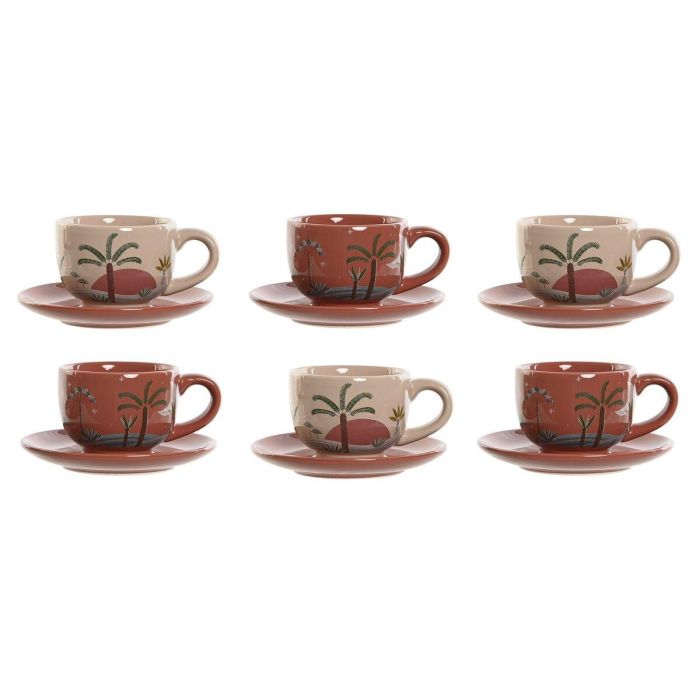 Cafe Boho DKD Home Decor Terracota Beige 18 x 20 x 20 cm Set de 6