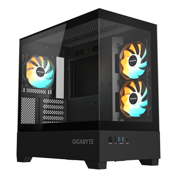 Gigabyte C201B Caja PC Gaming Semitorre ATX Micro-ATX Vidrio Templado Negra con RGB para Refrigeración Líquida