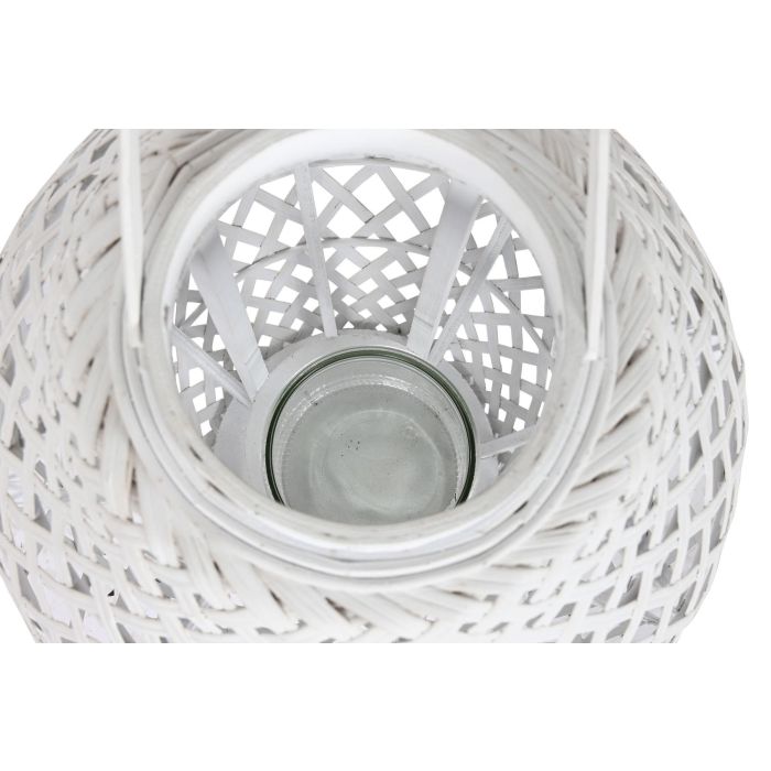 DKD Home Decor Portavelas Blanco Bambu Cristal 32 x 60 x 32 cm (2 Unidades) 1 DKD Home Decor Portavelas Blanco Bambu Cristal 32 x 60 x 32 cm (2 Unidades) 1